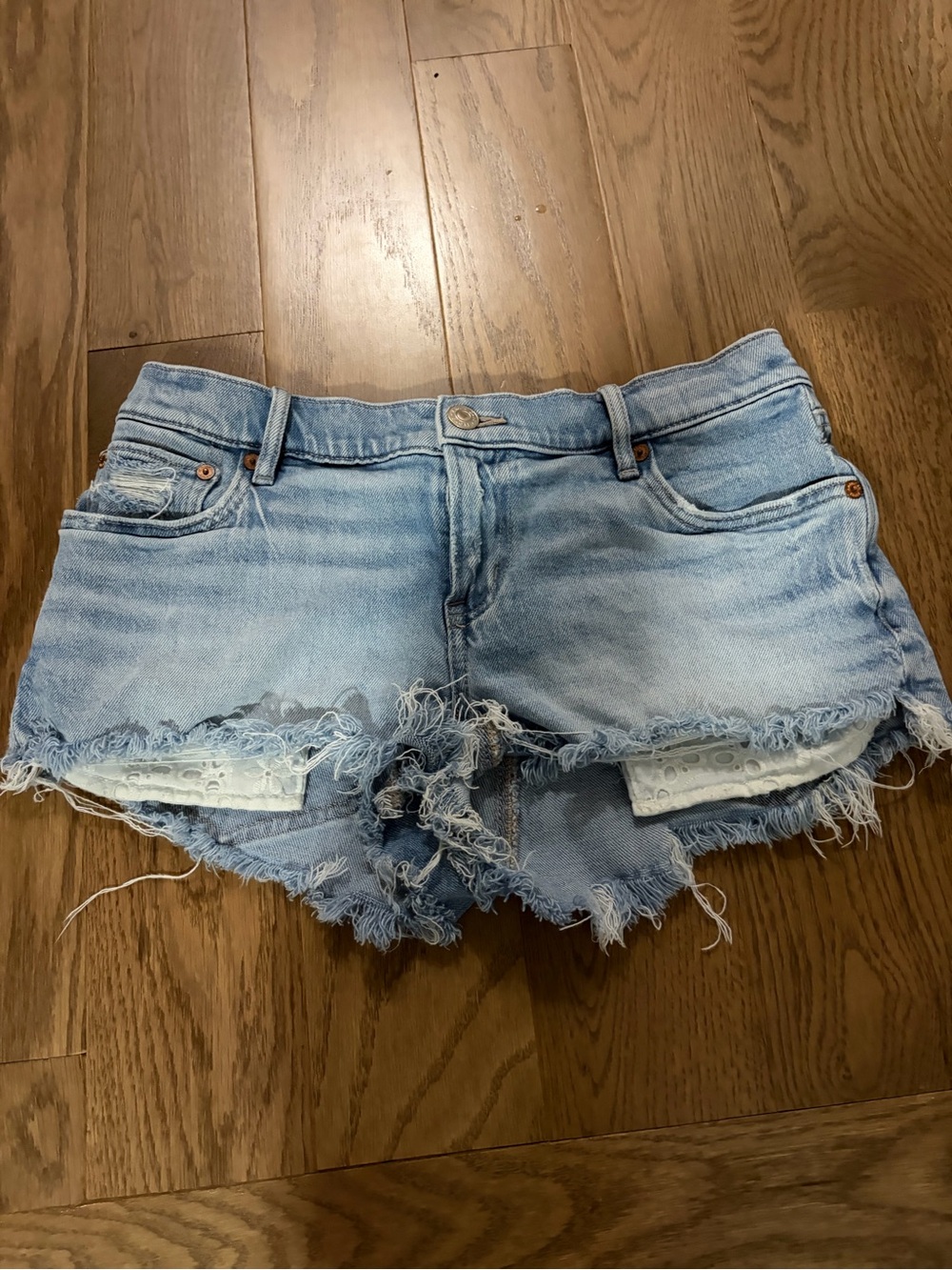 American Eagle Outfitters Light Blue Distressed Denim Women's Shorts Size 2